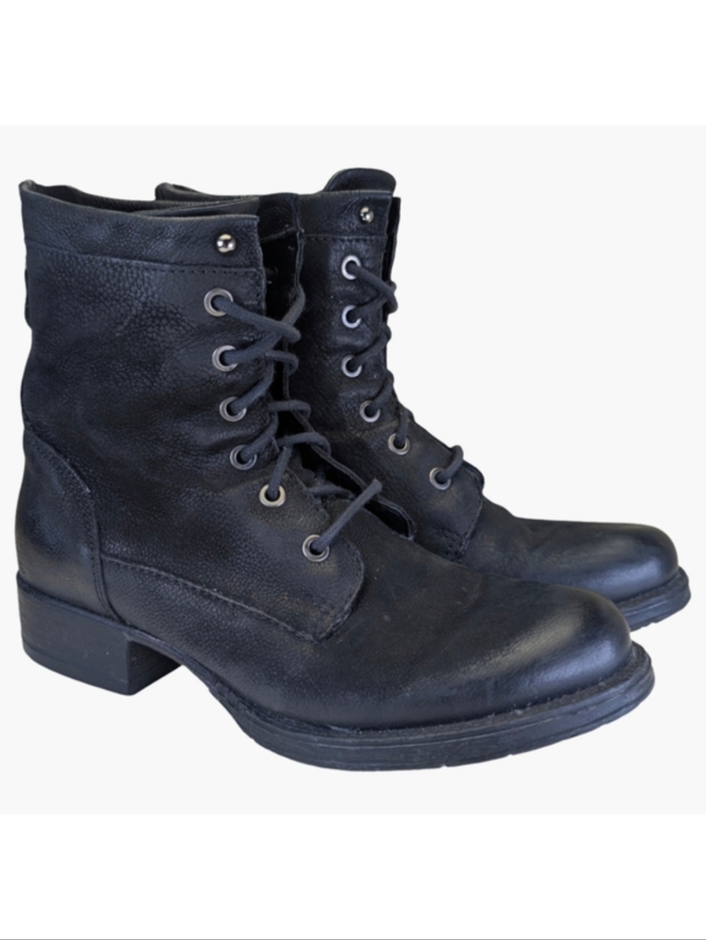 Brown’s Black Leather Lace-Up Combat Boots | Made In Italy | Size 6.5/7 EU 37